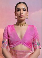 Ravishing Pink Meenakari Silk Contemporary Style Saree