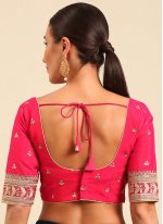 Raw Silk Embroidered Pink Designer Blouse
