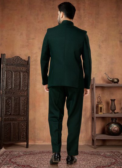 Rayon Green Buttons Jodhpuri Suit