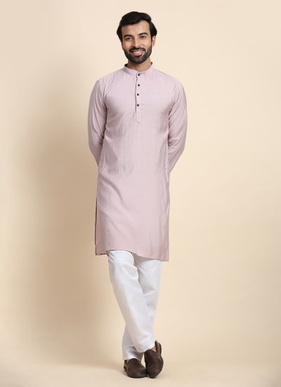 Rayon Plain Mauve  Kurta Pyjama