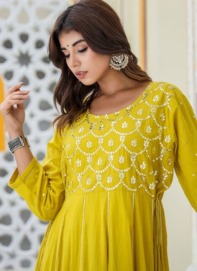 Readymade Gown Mirror Cotton in Yellow