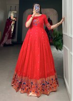 Red Color Trendy Gown