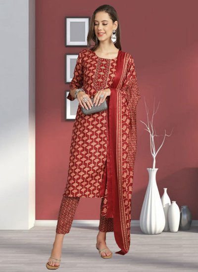 Red Color Trendy Salwar Kameez