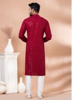 Red Embroidered Mehndi Kurta Pyjama