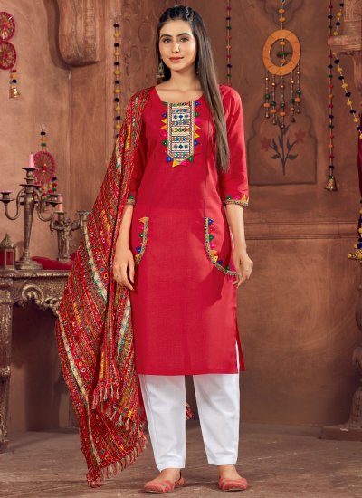 Red Embroidered Salwar Suit