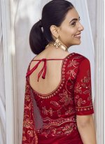 Red Embroidered Shimmer Classic Saree