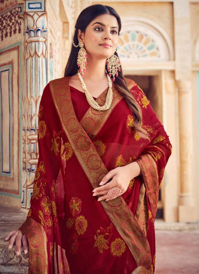 Red Party Trendy Saree