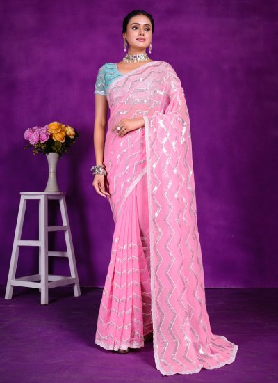 Refreshing Rose Pink Party Classic Saree