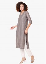 Regal Chinon Grey Embroidered Party Wear Kurti