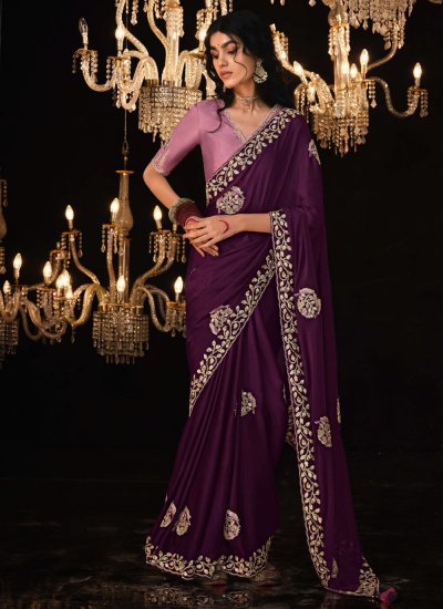 Regal Embroidered Fancy Fabric Trendy Saree
