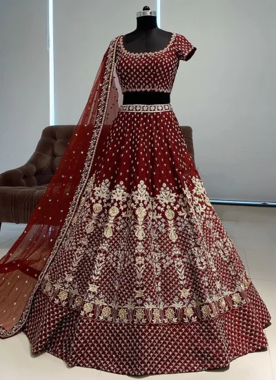 
                            Resplendent Maroon Designer Lehenga Choli