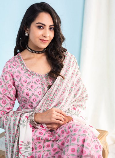 Rose Pink Cotton Designer Trendy Salwar Suit