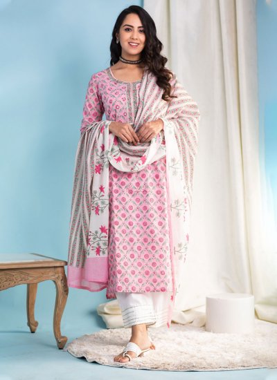 Rose Pink Cotton Designer Trendy Salwar Suit