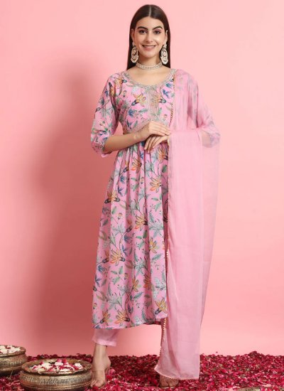 Rose Pink Georgette Pant Style Suit