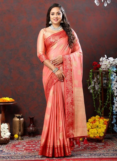 Royal Soft Cotton Pink Designer Classic Saree