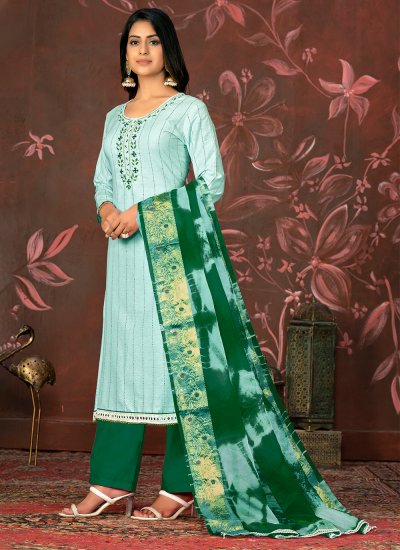Ruritanian Cotton Handwork Green Salwar Suit