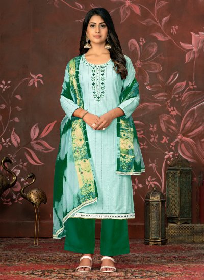 Ruritanian Cotton Handwork Green Salwar Suit