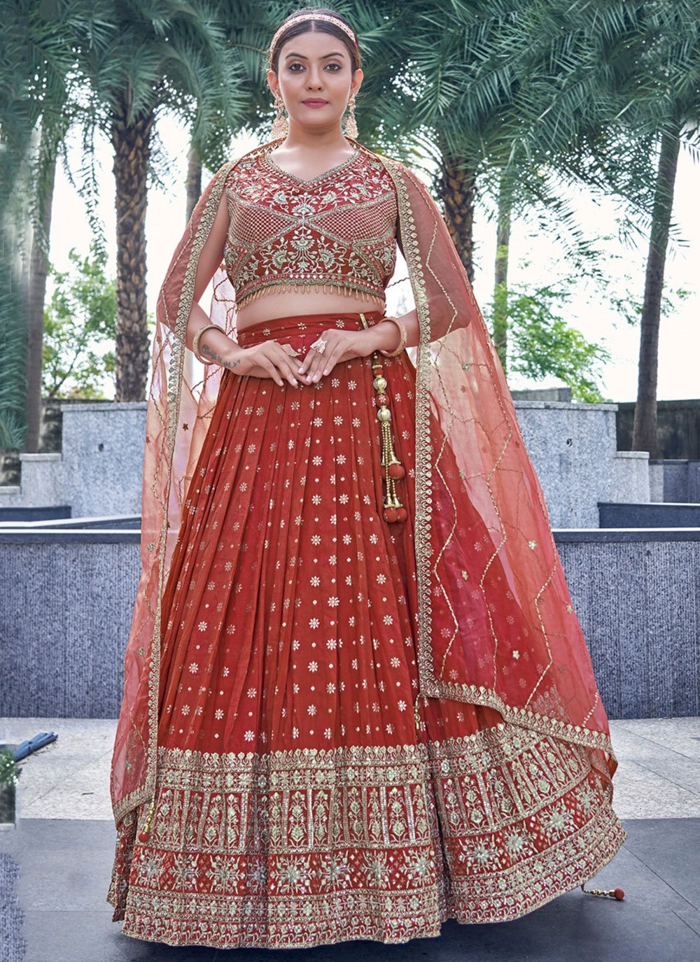 Rust Sangeet Readymade Lehenga Choli