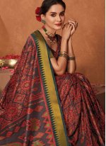 Saree Printed Silk in Multi Colour