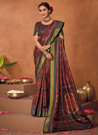 Saree Printed Silk in Multi Colour