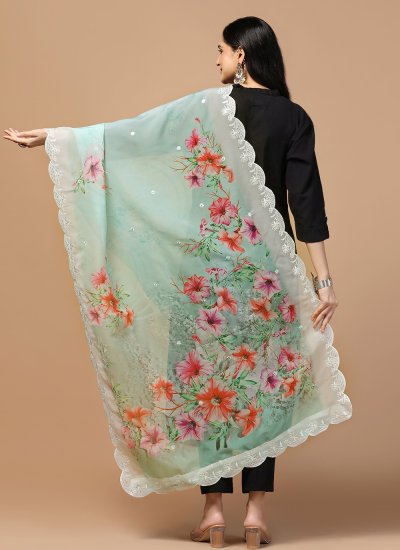 
                            Sea Green Embroidered Casual Dupatta
