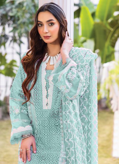Sea Green Embroidered Festival Salwar Suit