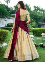 Sensible Kanchipuram Silk Weaving Cream Trendy Lehenga Choli Sensible Kanchipuram Silk Weaving Cream Trendy Lehenga Choli