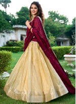 Sensible Kanchipuram Silk Weaving Cream Trendy Lehenga Choli Sensible Kanchipuram Silk Weaving Cream Trendy Lehenga Choli