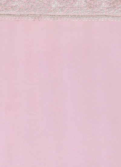 Sensible Pink Woven Satin Silk Contemporary Style Saree
