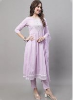 Sequins Cotton Readymade Salwar Kameez in Purple