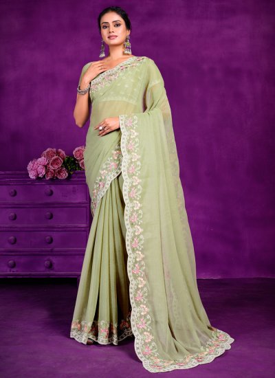 Shimmer Contemporary Saree in Green