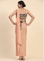 Shimmer Embroidered Peach Trendy Saree