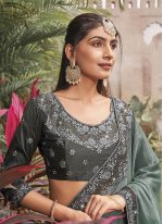 Shimmer Grey Embroidered Saree