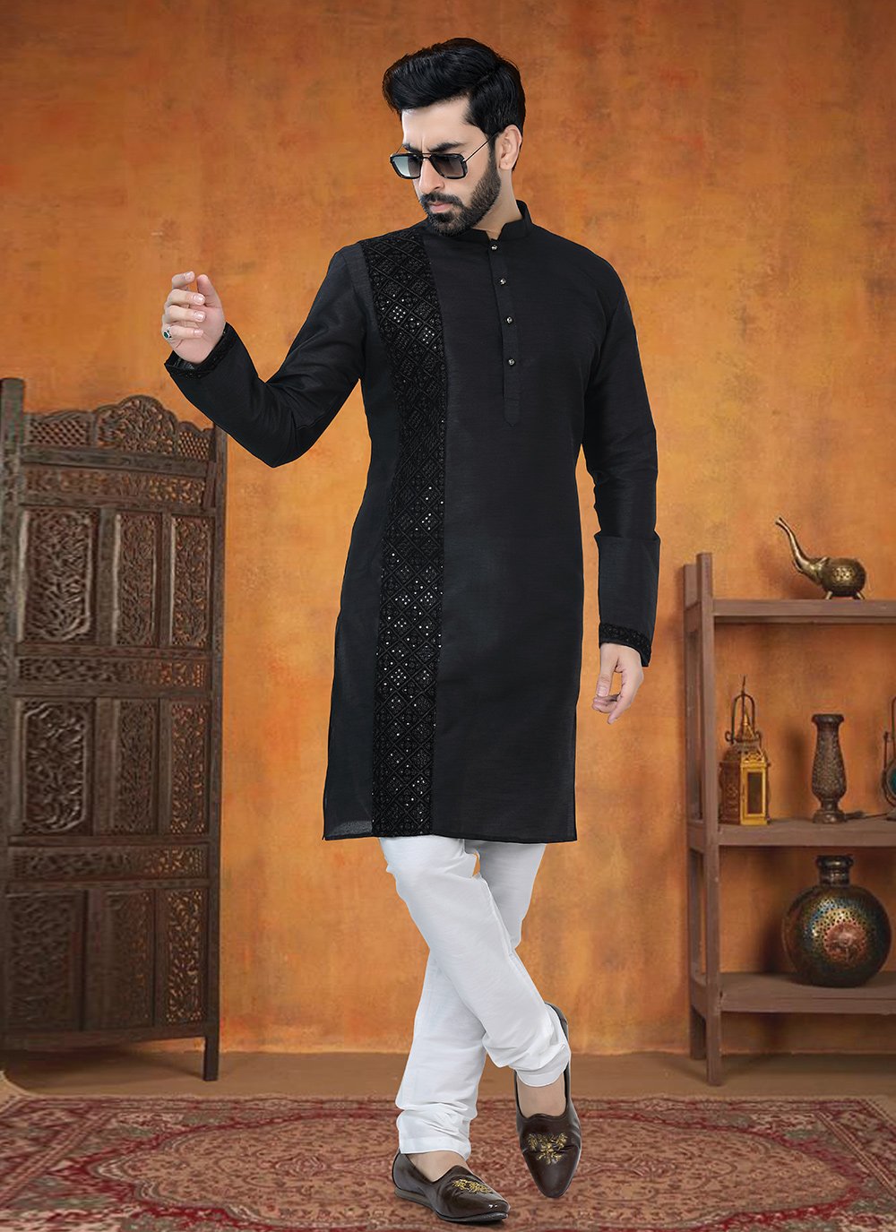 Stylish Black Kurta Pajama Design Black Kurta Pajama With Sweater