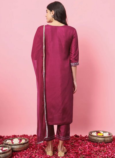 Silk Blend Embroidered Pink Trendy Salwar Kameez