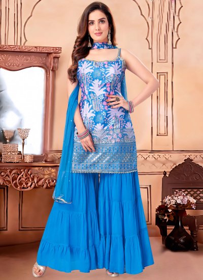 Silk Blue Designer Salwar Suit