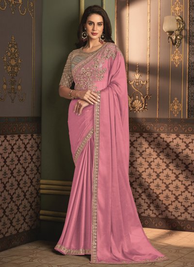 Silk Border Pink Trendy Saree