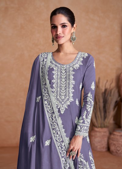 Silk Designer Salwar Kameez in Purple