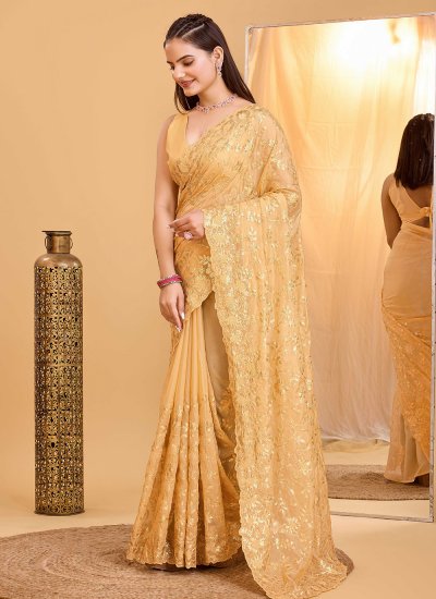 Silk Designer Saree in Gold