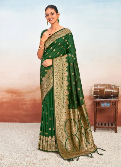 Silk Designer Traditional Saree in Green