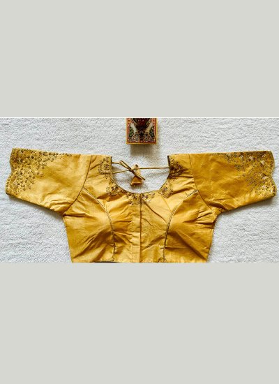 Silk Embroidered Gold Designer Blouse