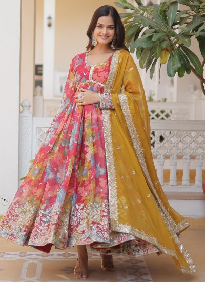 Silk Gown  in Multi Colour