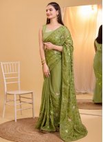 Silk Green Embroidered Classic Saree