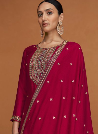 Silk Hot Pink Designer Salwar Kameez