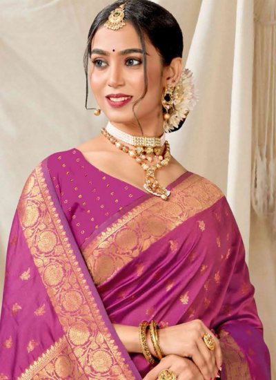 Silk Pink Designer Saree