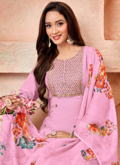 Silk Pink Readymade Salwar Kameez