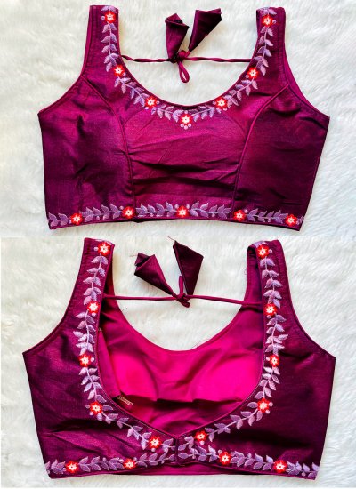 Silk Purple Thread Designer Blouse