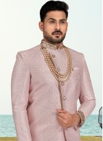 Silk Sherwani in Pink