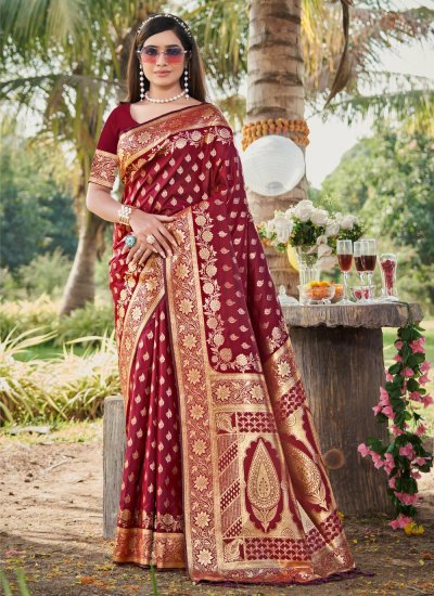 Silk Traditional Designer Saree in Maroon