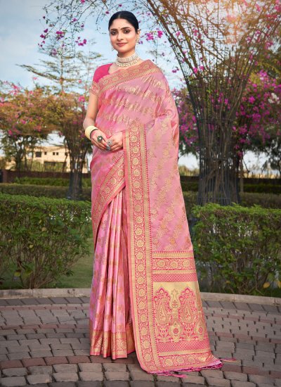 Silk Traditional Saree in Pink
